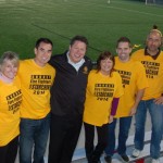 Mike Starchuk and a few of his support team, at Newton Athletic Park, Surrey