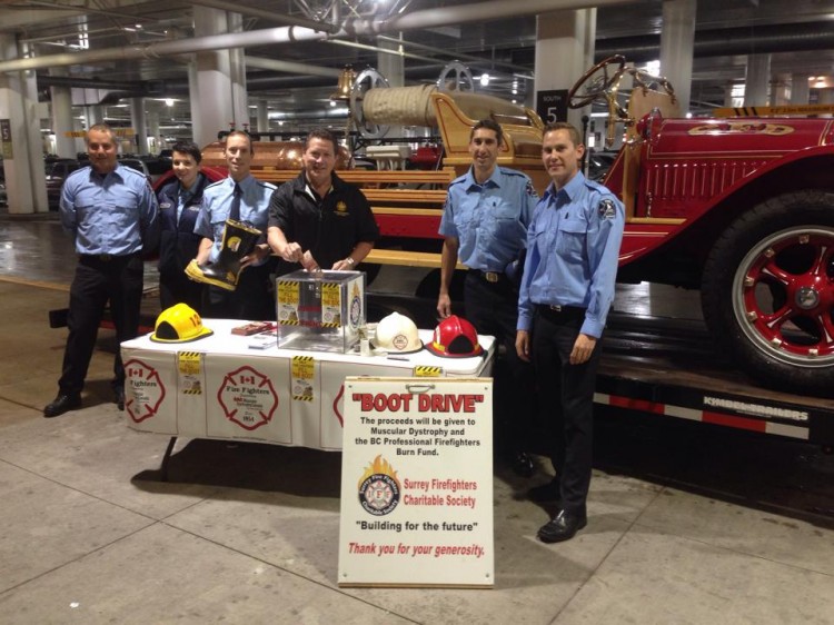 Mike Starchuk Supporting the Surrey Firefighters’ Boot Drive Mike