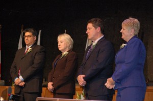 Councillors Tom Gill, Barbara Steele, Mike Starchuk & Vera LeFranc repeating the Oath of Office — MikeStarchuk.com