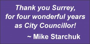 Thank you Surrey, for four wonderful years as City Councillor! - MikeStarchuk.com