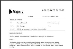 Surrey City Council - Corporate Report - $42M Budget Deficit - MikeStarchuk.com