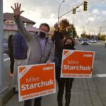 Mike and fellow NDP Candidate Rachna Singh at a sign rally - MikeStarchuk.com
