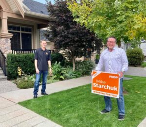 Mike Starchuk - Delivering a campaign sign to Ryan, a Surrey Fire Fighter - MikeStarchuk.com
