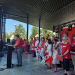Mike Starchuk addressing the crowd, Cloverdale Canada Day celebration - July 1st 2022 - MikeStarchuk.com