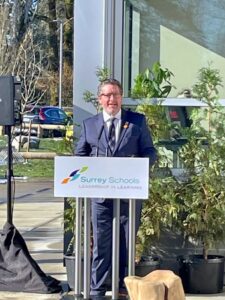 Mike Starchuk - speaking at the opening of Maddaugh Elementary School in Cloverdale - MikeStarchuk.com